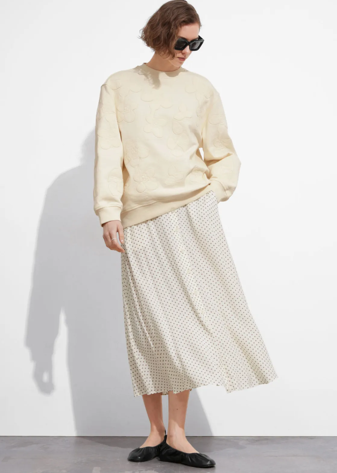 Buttoned A-Line Midi Skirt