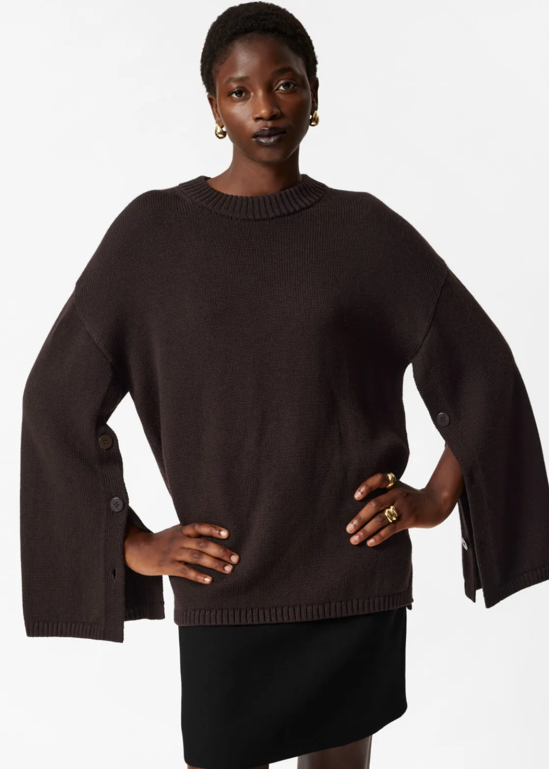 Button-Detailed Merino Sweater