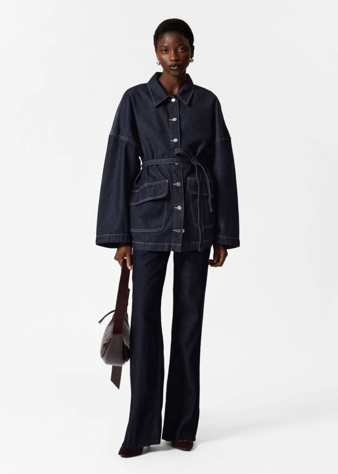 Belted Oversized Denim Jacket