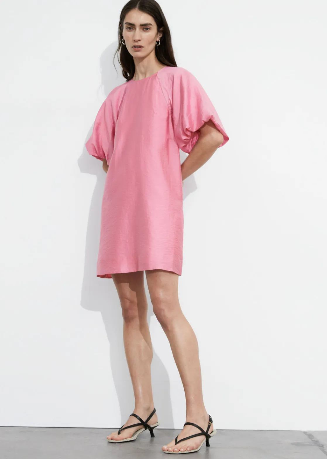Balloon-Sleeve Mini Dress