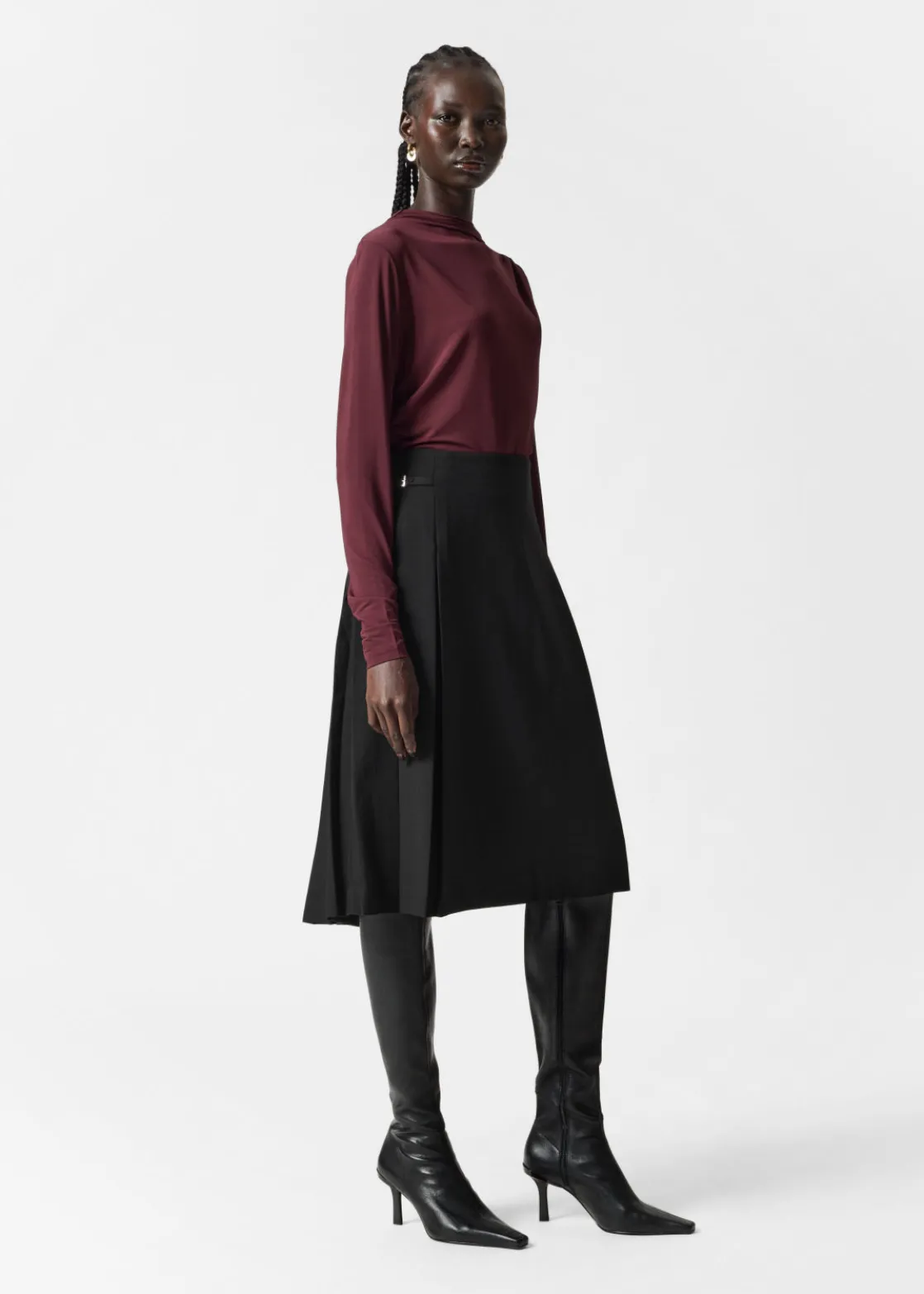 Pleated Midi Skirt