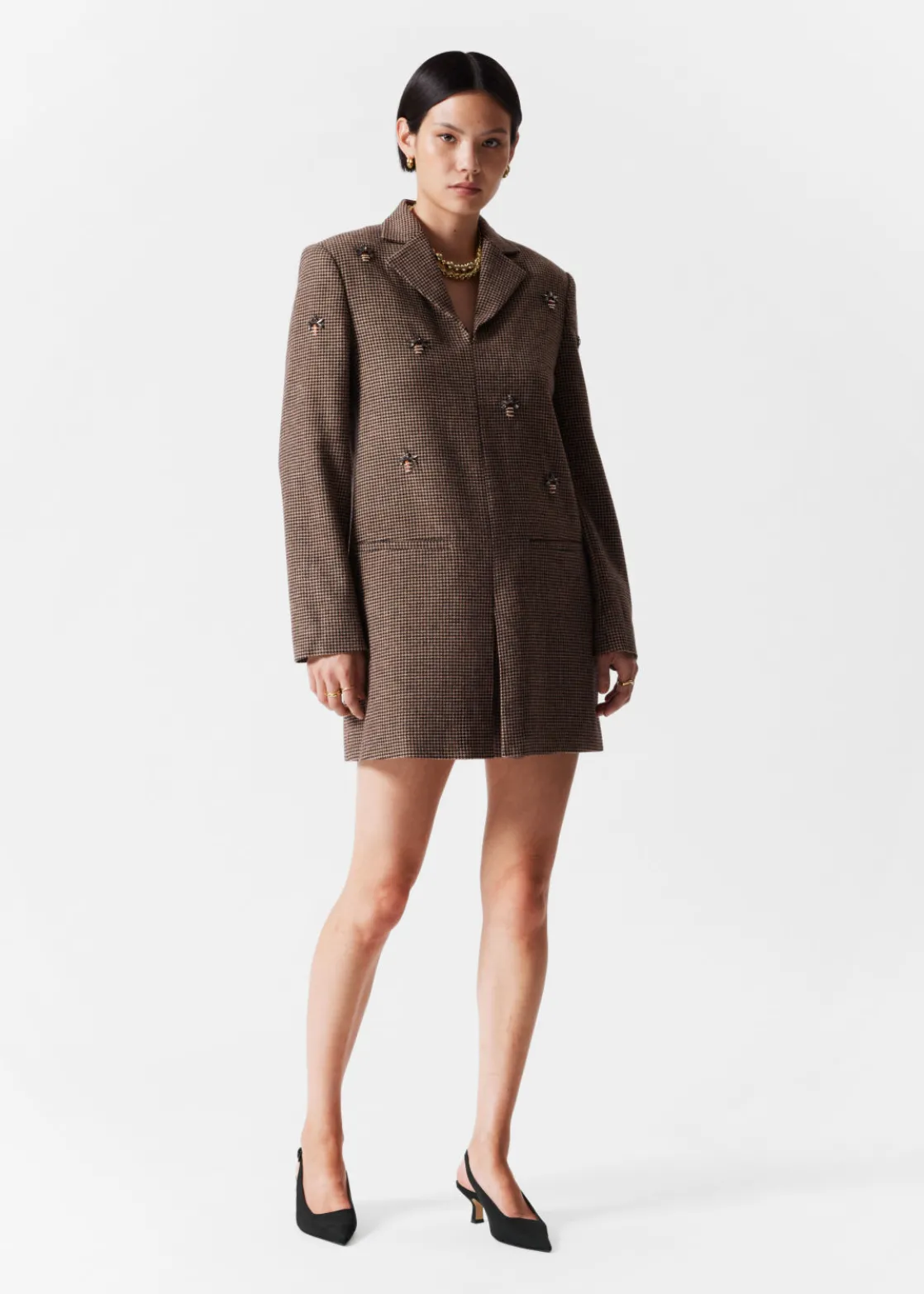 Bee-Embroidered Blazer Mini Dress