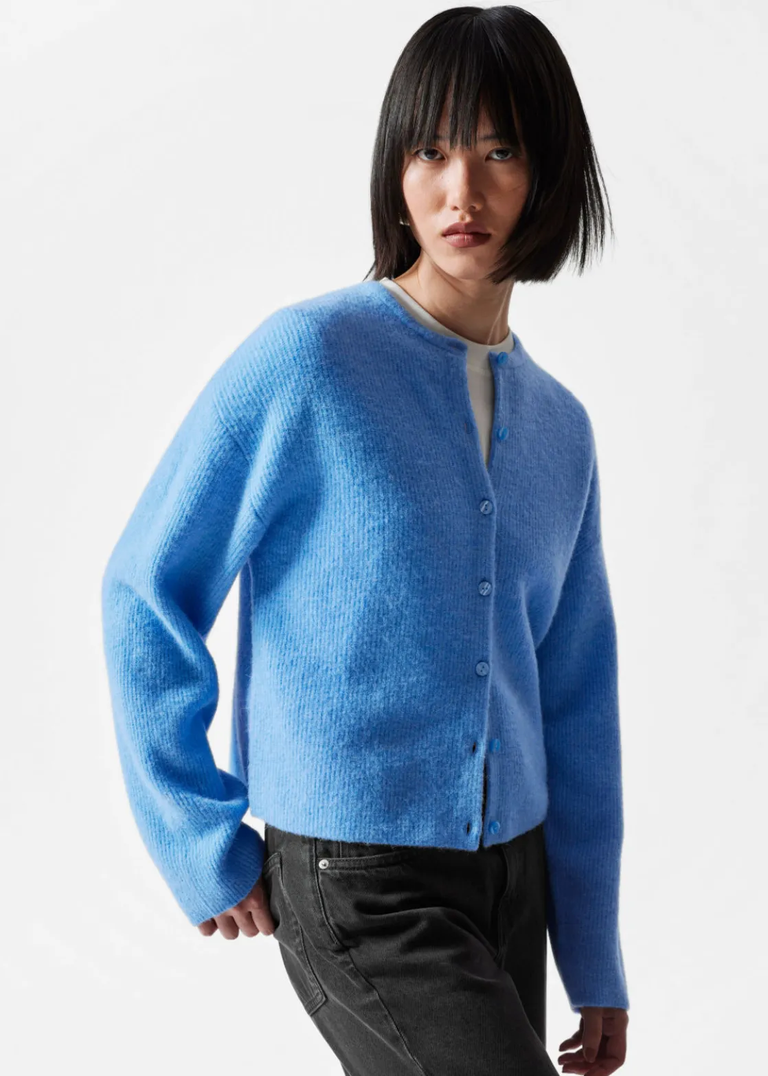 Alpaca-Blend Knitted Cardigan