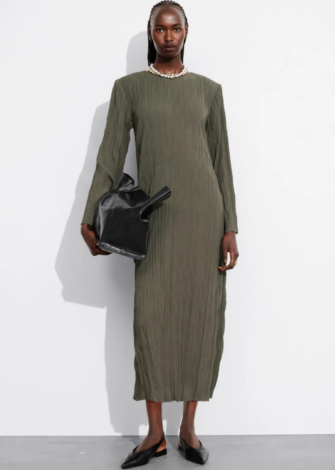 Crinkled Midi Dress