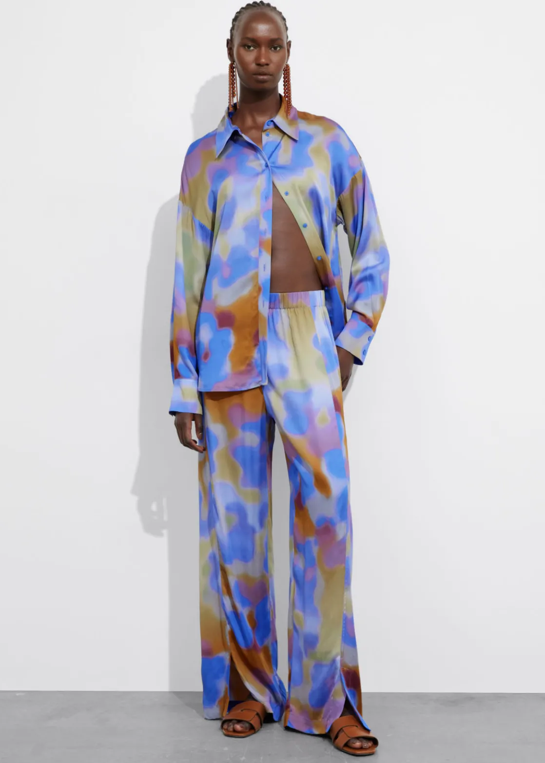 Printed Satin Trousers