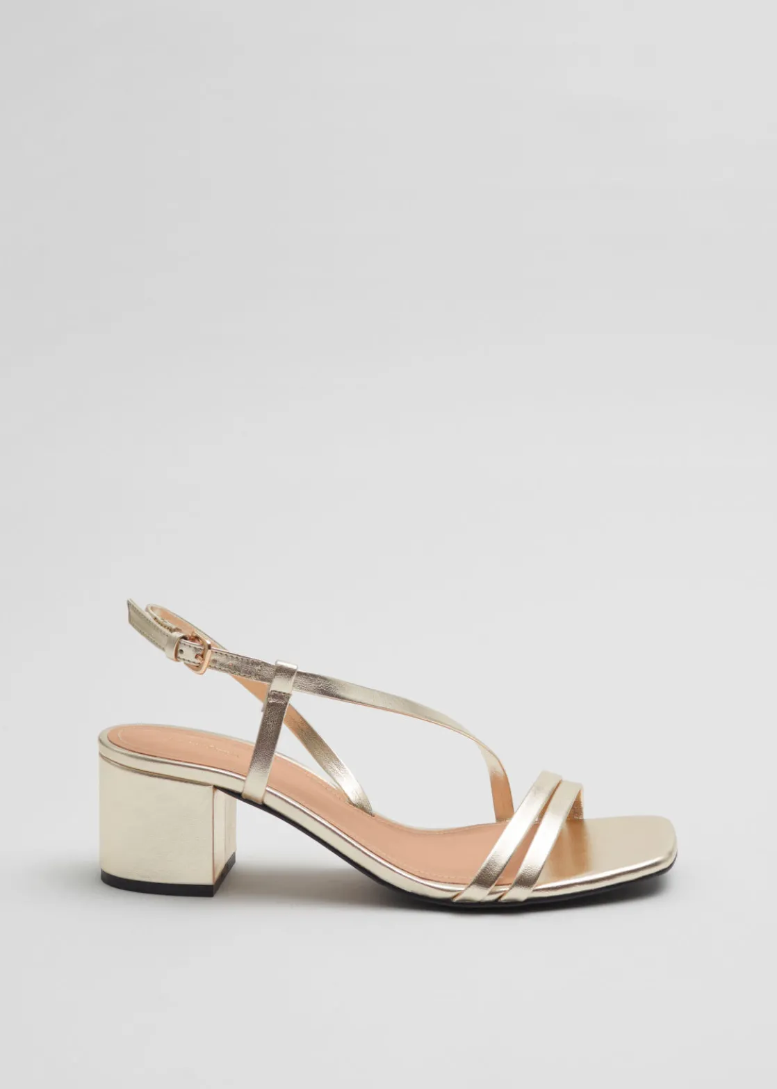 Strappy Block Heel Leather Sandals