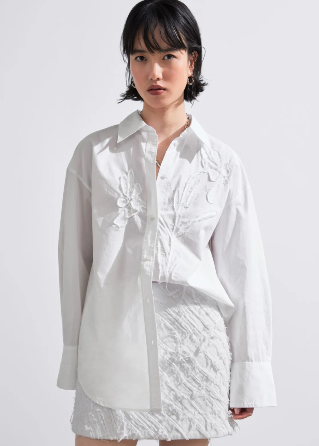 Floral-Embroidery Shirt