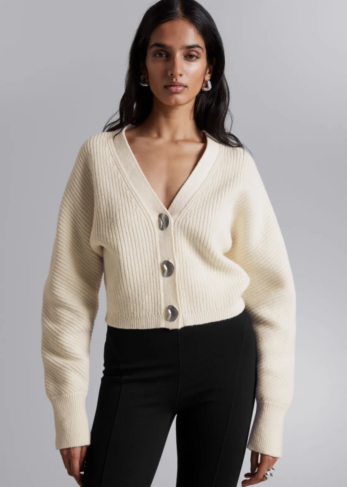 Metal Button Knit Cardigan