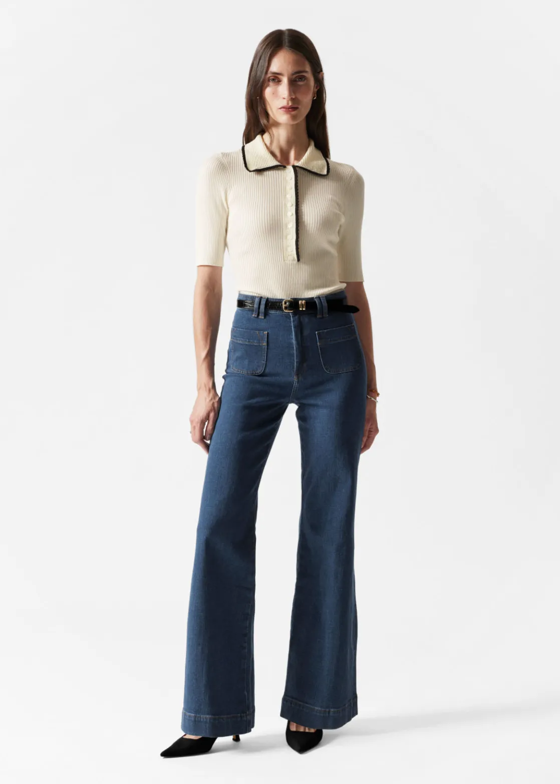 Patch-Pocket Bootcut Jeans