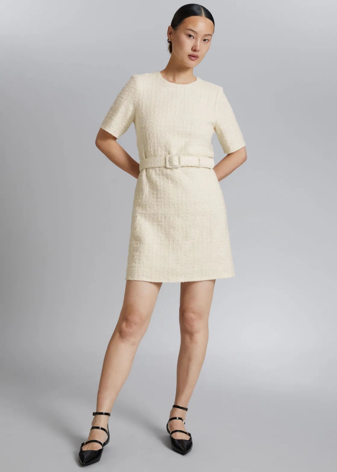 Tweed Belted Mini Dress